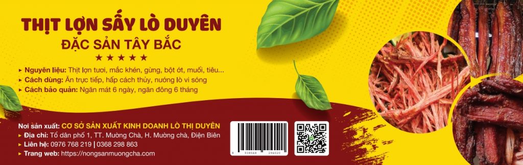 Tem nhãn thịt lợn sấy Lò Duyên